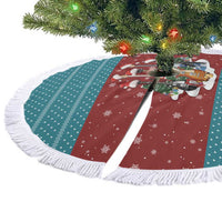 Christmas Guitar Tree Skirt with Santa Hats Trees Snowflakes and Musical Pattern - Wonder Print Shop