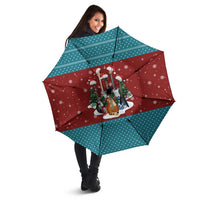 Christmas Guitar Umbrella with Santa Hats Trees Snowflakes and Musical Pattern - Wonder Print Shop