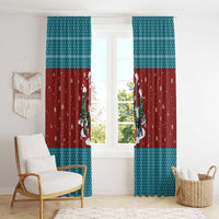 Christmas Guitar Window Curtain with Santa Hats Trees Snowflakes and Musical Pattern - Wonder Print Shop