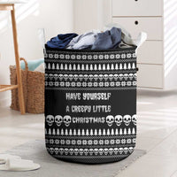 Creepy Christmas Laundry Basket with Skulls Trees and Gothic Holiday Pattern - Wonder Print Shop