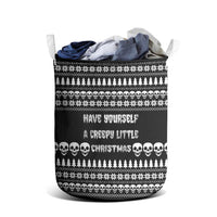 Creepy Christmas Laundry Basket with Skulls Trees and Gothic Holiday Pattern - Wonder Print Shop