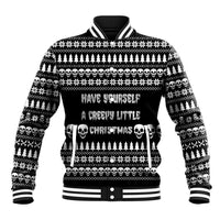 Creepy Christmas Baseball Jacket with Skulls Trees and Gothic Holiday Pattern - Wonder Print Shop