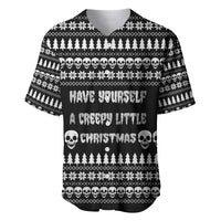 Creepy Christmas Baseball Jersey with Skulls Trees and Gothic Holiday Pattern - Wonder Print Shop