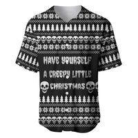 Creepy Christmas Baseball Jersey with Skulls Trees and Gothic Holiday Pattern - Wonder Print Shop