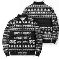 Creepy Christmas Bomber Puffer Jacket with Skulls Trees and Gothic Holiday Pattern - Wonder Print Shop