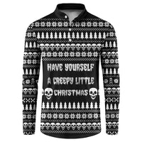 Creepy Christmas Button Sweatshirt with Skulls Trees and Gothic Holiday Pattern - Wonder Print Shop