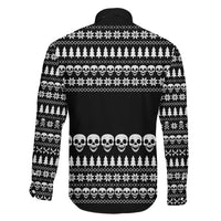 Creepy Christmas Family Matching Long Sleeve Bodycon Dress and Hawaiian Shirt with Skulls Trees and Gothic Holiday Pattern - Wonder Print Shop