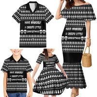 Creepy Christmas Family Matching Mermaid Dress and Hawaiian Shirt with Skulls Trees and Gothic Holiday Pattern - Wonder Print Shop