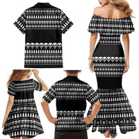 Creepy Christmas Family Matching Mermaid Dress and Hawaiian Shirt with Skulls Trees and Gothic Holiday Pattern - Wonder Print Shop