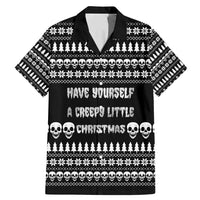 Creepy Christmas Family Matching Mermaid Dress and Hawaiian Shirt with Skulls Trees and Gothic Holiday Pattern - Wonder Print Shop