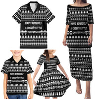Creepy Christmas Family Matching Puletasi and Hawaiian Shirt with Skulls Trees and Gothic Holiday Pattern - Wonder Print Shop