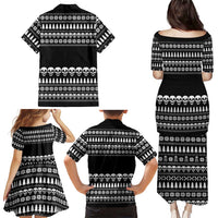 Creepy Christmas Family Matching Puletasi and Hawaiian Shirt with Skulls Trees and Gothic Holiday Pattern - Wonder Print Shop