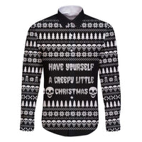 Creepy Christmas Family Matching Puletasi and Hawaiian Shirt with Skulls Trees and Gothic Holiday Pattern - Wonder Print Shop