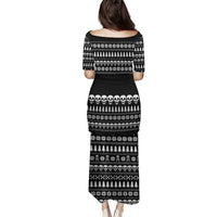 Creepy Christmas Family Matching Puletasi and Hawaiian Shirt with Skulls Trees and Gothic Holiday Pattern - Wonder Print Shop