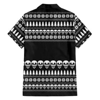 Creepy Christmas Family Matching Short Sleeve Bodycon Dress and Hawaiian Shirt with Skulls Trees and Gothic Holiday Pattern - Wonder Print Shop