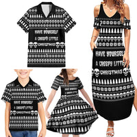 Creepy Christmas Family Matching Summer Maxi Dress and Hawaiian Shirt with Skulls Trees and Gothic Holiday Pattern - Wonder Print Shop