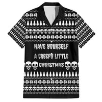 Creepy Christmas Family Matching Summer Maxi Dress and Hawaiian Shirt with Skulls Trees and Gothic Holiday Pattern - Wonder Print Shop