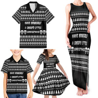 Creepy Christmas Family Matching Tank Maxi Dress and Hawaiian Shirt with Skulls Trees and Gothic Holiday Pattern - Wonder Print Shop