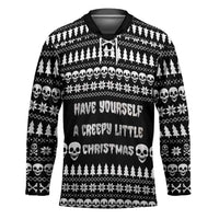 Creepy Christmas Hockey Jersey with Skulls Trees and Gothic Holiday Pattern - Wonder Print Shop