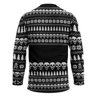 Creepy Christmas Hockey Jersey with Skulls Trees and Gothic Holiday Pattern - Wonder Print Shop