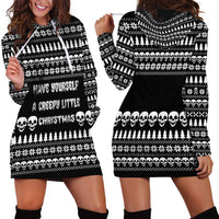 Creepy Christmas Hoodie Dress with Skulls Trees and Gothic Holiday Pattern - Wonder Print Shop