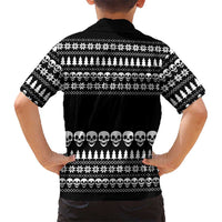 Creepy Christmas Kid Hawaiian Shirt with Skulls Trees and Gothic Holiday Pattern - Wonder Print Shop