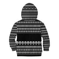 Creepy Christmas Kid Hoodie with Skulls Trees and Gothic Holiday Pattern - Wonder Print Shop