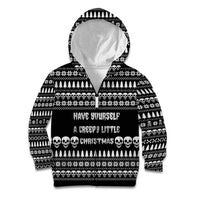 Creepy Christmas Kid Hoodie with Skulls Trees and Gothic Holiday Pattern - Wonder Print Shop