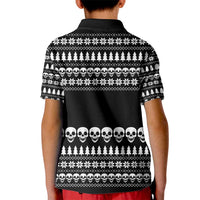 Creepy Christmas Kid Polo Shirt with Skulls Trees and Gothic Holiday Pattern - Wonder Print Shop