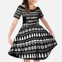 Creepy Christmas Kid Short Sleeve Dress with Skulls Trees and Gothic Holiday Pattern - Wonder Print Shop
