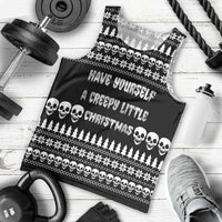 Creepy Christmas Men Tank Top with Skulls Trees and Gothic Holiday Pattern - Wonder Print Shop