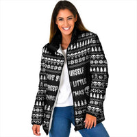 Creepy Christmas Padded Jacket with Skulls Trees and Gothic Holiday Pattern - Wonder Print Shop