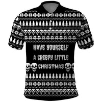 Creepy Christmas Polo Shirt with Skulls Trees and Gothic Holiday Pattern - Wonder Print Shop