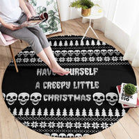 Creepy Christmas Round Carpet with Skulls Trees and Gothic Holiday Pattern - Wonder Print Shop