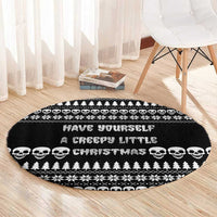 Creepy Christmas Round Carpet with Skulls Trees and Gothic Holiday Pattern - Wonder Print Shop