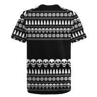 Creepy Christmas Rugby Jersey with Skulls Trees and Gothic Holiday Pattern - Wonder Print Shop