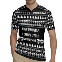 Creepy Christmas Rugby Jersey with Skulls Trees and Gothic Holiday Pattern - Wonder Print Shop