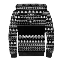 Creepy Christmas Sherpa Hoodie with Skulls Trees and Gothic Holiday Pattern - Wonder Print Shop