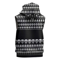 Creepy Christmas Sleeveless Zip Hoodie with Skulls Trees and Gothic Holiday Pattern - Wonder Print Shop