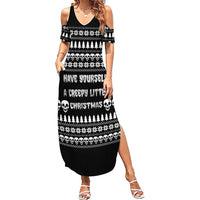 Creepy Christmas Summer Maxi Dress with Skulls Trees and Gothic Holiday Pattern - Wonder Print Shop