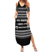 Creepy Christmas Summer Maxi Dress with Skulls Trees and Gothic Holiday Pattern - Wonder Print Shop