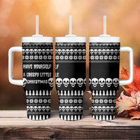 Creepy Christmas Tumbler With Handle with Skulls Trees and Gothic Holiday Pattern - Wonder Print Shop