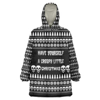 Creepy Christmas Wearable Blanket Hoodie with Skulls Trees and Gothic Holiday Pattern - Wonder Print Shop