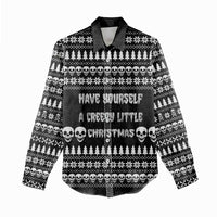 Creepy Christmas Women Casual Shirt with Skulls Trees and Gothic Holiday Pattern - Wonder Print Shop