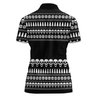 Creepy Christmas Women Polo Shirt with Skulls Trees and Gothic Holiday Pattern - Wonder Print Shop