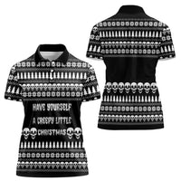 Creepy Christmas Women Polo Shirt with Skulls Trees and Gothic Holiday Pattern - Wonder Print Shop
