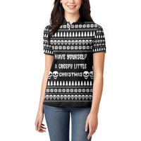 Creepy Christmas Women Polo Shirt with Skulls Trees and Gothic Holiday Pattern - Wonder Print Shop