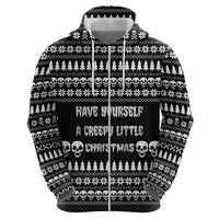 Creepy Christmas Zip Hoodie with Skulls Trees and Gothic Holiday Pattern - Wonder Print Shop