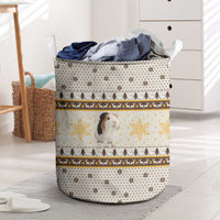 Guinea Pig Christmas Laundry Basket with Snowflakes Trees and Reindeer Pattern - Wonder Print Shop