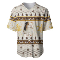 Guinea Pig Christmas Baseball Jersey with Snowflakes Trees and Reindeer Pattern - Wonder Print Shop